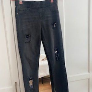 Justice Girls Black Jeans With Flip Sequin Patches Size 16